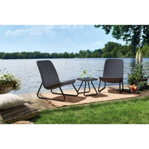 ZNTS Keter Patio Furniture Set 3 Pieces Rio Graphite 405984