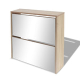 ZNTS Shoe Cabinet 2-Layer Mirror Oak 63x17x67 cm 243045