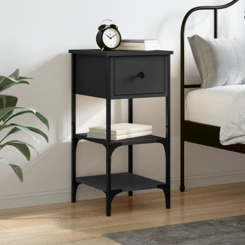 ZNTS Bedside Cabinet Black 34x36x70 cm Engineered Wood 825973