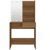 ZNTS Dressing Table with LED Brown Oak 74.5x40x141 cm 820483