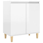 ZNTS Sideboard&Solid Wood Legs High Gloss White 60x35x70cm Engineered Wood 806073