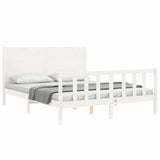 ZNTS Bed Frame without Mattress White King Size Solid Wood Pine 3192757