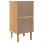 ZNTS Bedside Cabinet SENJA Rattan Look Brown 40x35x80 cm Solid Wood Pine 358016