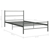 ZNTS Bed Frame without Mattress Grey Metal 90x200 cm 286493