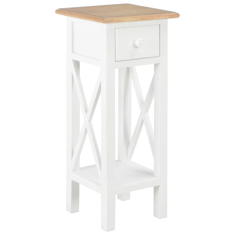 ZNTS Side Table White 27x27x65.5 cm Wood 280057