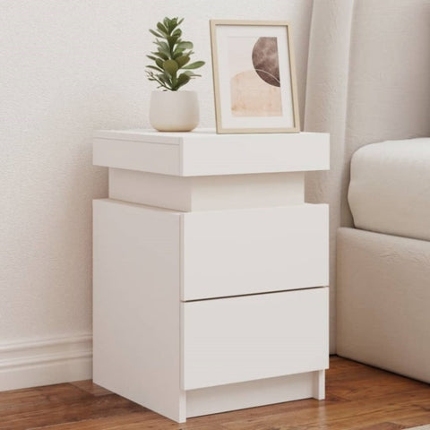 ZNTS Bedside Cabinet with LED Lights White 35x39x55 cm 836749