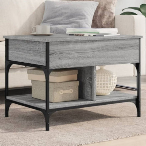 ZNTS Coffee Table Grey Sonoma 70x50x50 cm Engineered Wood and Metal 845364