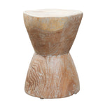 ZNTS Round Bobbin Stool / Side Table Natural Grey Teak root LAW09A