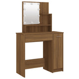 ZNTS Dressing Table with LED Brown Oak 86.5x35x136 cm 820486