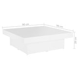 ZNTS Coffee Table White 90x90x28 cm Engineered Wood 806912