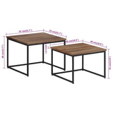 ZNTS Nesting Coffee Tables 2 pcs Solid Wood Teak 358536