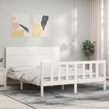 ZNTS Bed Frame without Mattress White King Size Solid Wood Pine 3192757