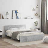 ZNTS Bed Frame with LED without Mattress Concrete Grey 160x200 cm 3207598