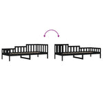 ZNTS Day Bed without Mattress Black 90x190 cm Single Solid Wood Pine 840375