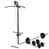 ZNTS Wall-mounted Power Tower with Barbell and Dumbbell Set 30.5 kg 275358