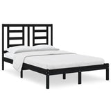 ZNTS Bed Frame without Mattress Black 120x200 cm Solid Wood Pine 3104347