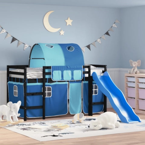 ZNTS Kids' Loft Bed with Tunnel without Mattress Blue 90x200 cm 3207052