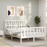 ZNTS Bed Frame without Mattress White 140x200 cm Solid Wood Pine 3192492