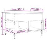 ZNTS Coffee Table Smoked Oak 70x50x50 cm Engineered Wood and Metal 845363