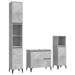 ZNTS 3 Piece Bathroom Cabinet Set Concrete Grey Engineered Wood 3185547
