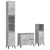 ZNTS 3 Piece Bathroom Cabinet Set Concrete Grey Engineered Wood 3185547