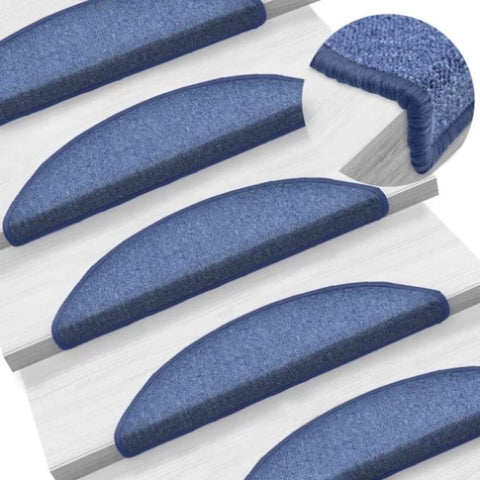 ZNTS Carpet Stair Treads 15 pcs Blue 56x17x3 cm 133883