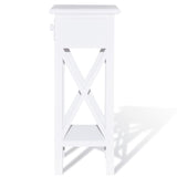 ZNTS Side Table with Drawer White 241147