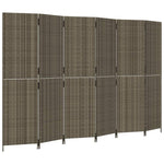 ZNTS Room Divider 6 Panels Grey Poly Rattan 365354