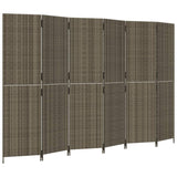 ZNTS Room Divider 6 Panels Grey Poly Rattan 365354