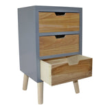3 Drawer Chest In Grey Finish With Natural Drawers With Removable Legs N0317