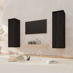 ZNTS Wall Cabinets 2 pcs Black 30x30x100 cm Solid Pinewood 813514