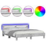 ZNTS Bed Frame with LED without Mattress Concrete Grey 200x200 cm 3207521