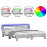 ZNTS Bed Frame with LED without Mattress Concrete Grey 200x200 cm 3207521