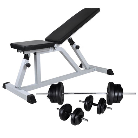 ZNTS Workout Bench with Barbell and Dumbbell Set 60.5 kg 275346