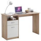 ZNTS FMD Desk with 1 Drawer 123x50x76.5 cm Oak and White 428739