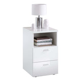 ZNTS FMD Bedside Table with 2 Drawers Shelf High Gloss White 429456