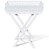 ZNTS Side Table with Tray White 241148
