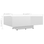 ZNTS Coffee Table High Gloss White 85x55x31 cm Engineered Wood 803386