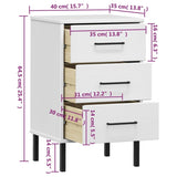 ZNTS Bedside Cabinet with Metal Legs White Solid Wood Pine OSLO 350978