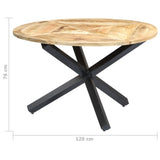 ZNTS Dining Table Round 120x76 cm Solid Mango Wood 282762