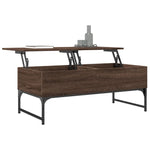 ZNTS Coffee Table Brown Oak 100x50x40 cm Engineered Wood and Metal 845380