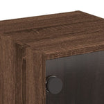 ZNTS Bedside Cabinets with Glass Doors 2 pcs Brown Oak 35x37x35 cm 836475