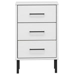 ZNTS Bedside Cabinet with Metal Legs White Solid Wood Pine OSLO 350978