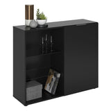 ZNTS FMD Dresser with 1 Door and Open Shelving Black 437008