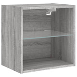 ZNTS Bedside Cabinets with LED Lights Wall-mounted 2 pcs Grey Sonoma 837075