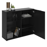 ZNTS FMD Dresser with 1 Door and Open Shelving Black 437008