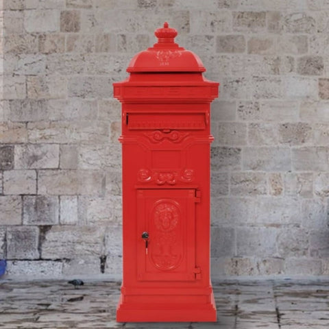 ZNTS Pillar Letterbox Aluminium Vintage Style Rustproof Red 43891