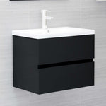 ZNTS 2 Piece Bathroom Furniture Set Black Engineered Wood 804873