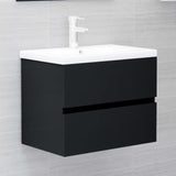 ZNTS 2 Piece Bathroom Furniture Set Black Engineered Wood 804873