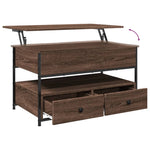 ZNTS Coffee Table Brown Oak 85x50x50 cm Engineered Wood and Metal 845390